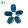 Blue Agate Oval Shape Slice Crystal pavimentado Druzy Gem Stone Connectors colgante resultados de la joyería